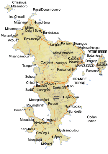 Carte de l'ile de Mayotte - 976