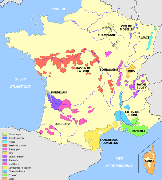 Carte des vignobles et terroirs de France