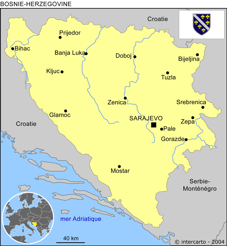 Carte de la Bosnie-Herzgovine