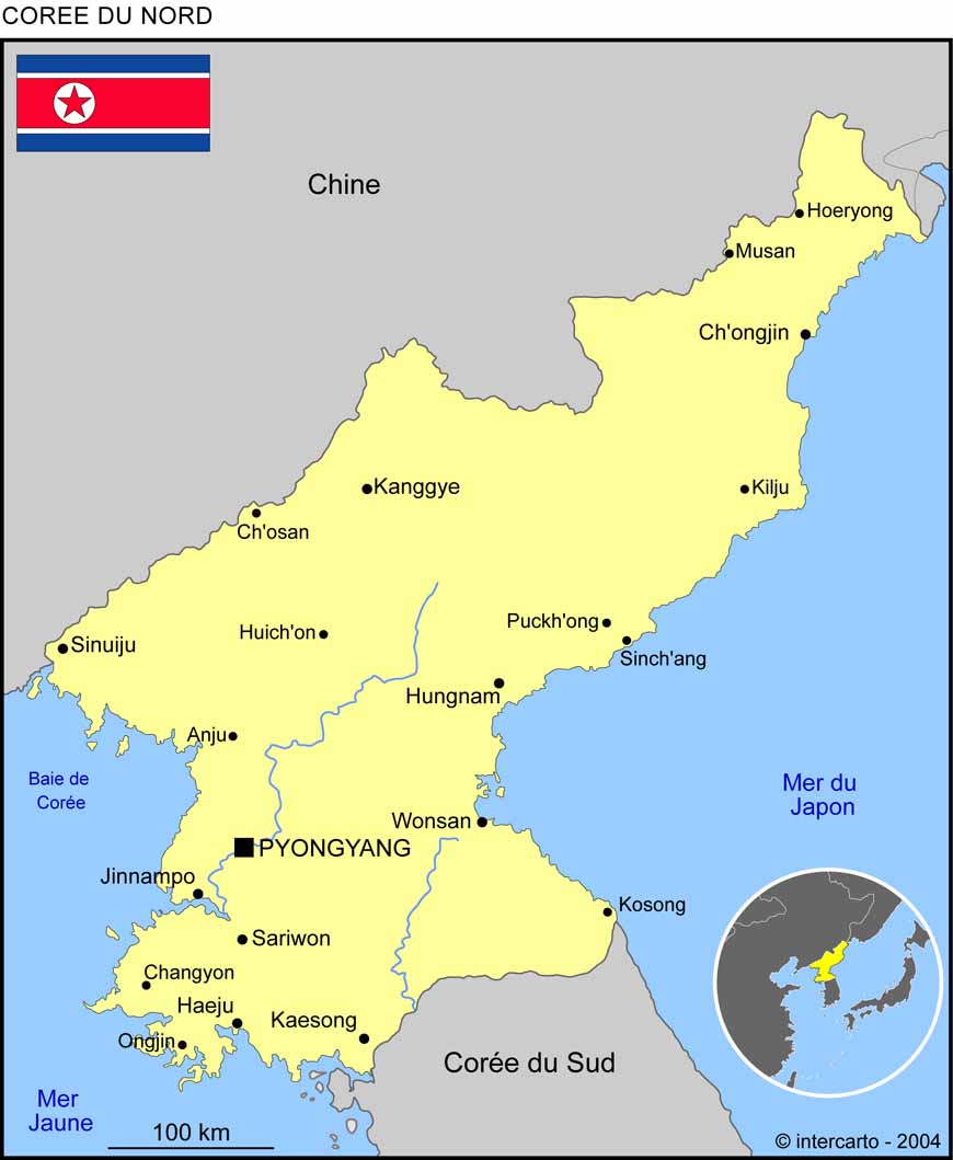 Carte de la Core du Nord