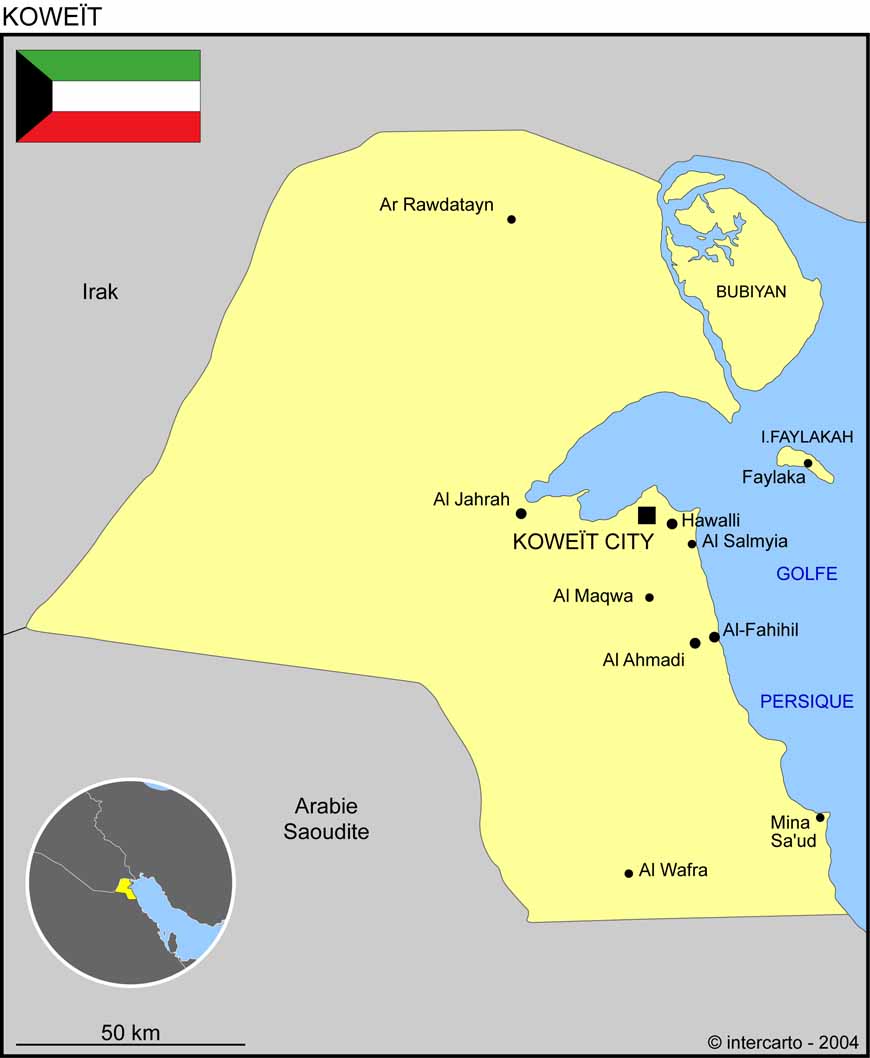 Carte du Koweit