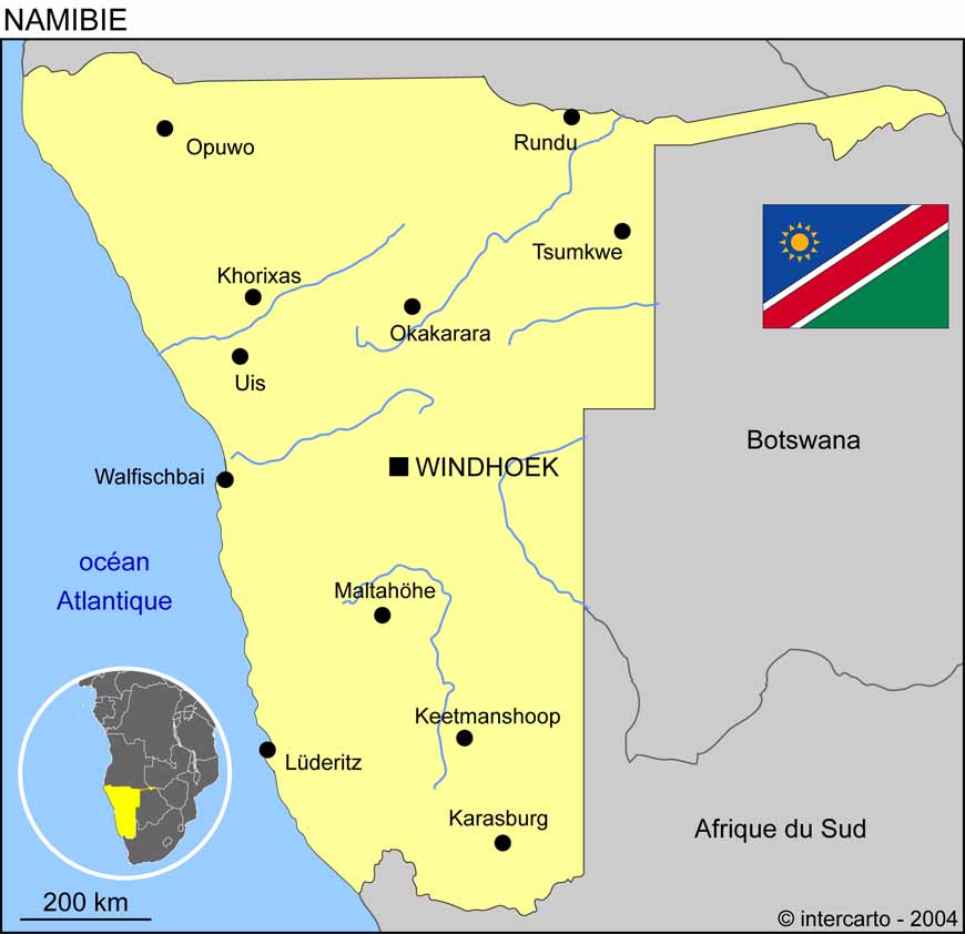 Carte de la Namibie