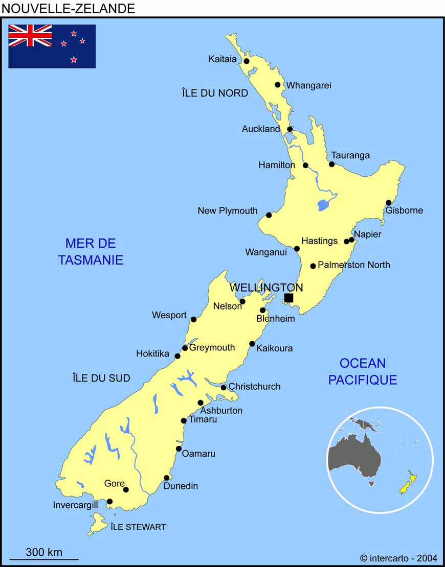 Carte de la Nouvelle-Zlande