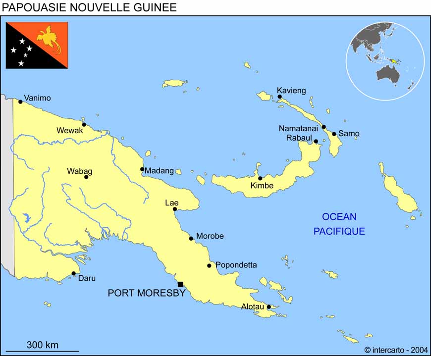 Carte de la Papouasie-Nouvelle-Guine