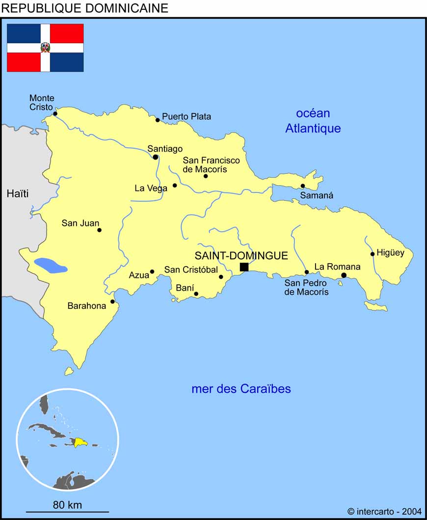 Carte de la Rpublique Dominicaine
