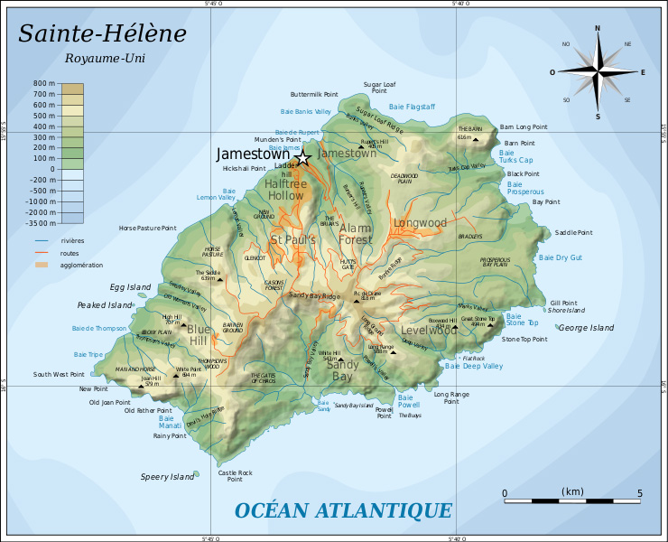 Carte de Sainte Hlne Ascension et Tristan da Cunha