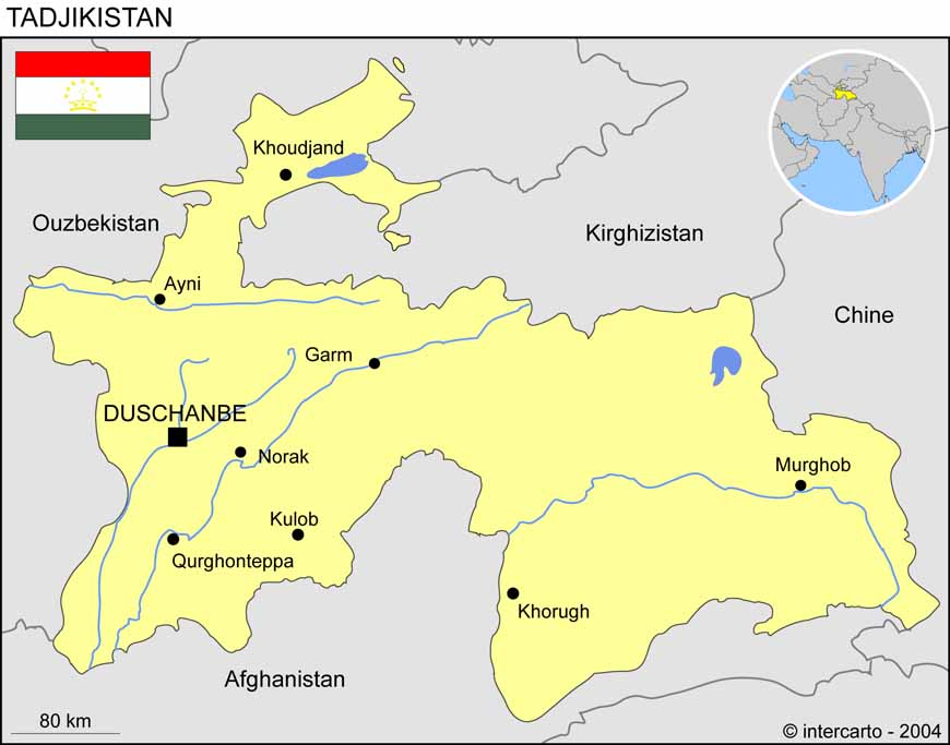 Carte du Tadjikistan