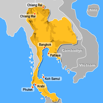 Carte de la Thalande