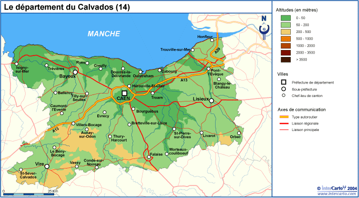 Carte Geographique Touristique Et Plan Du Calvados 14 Caen