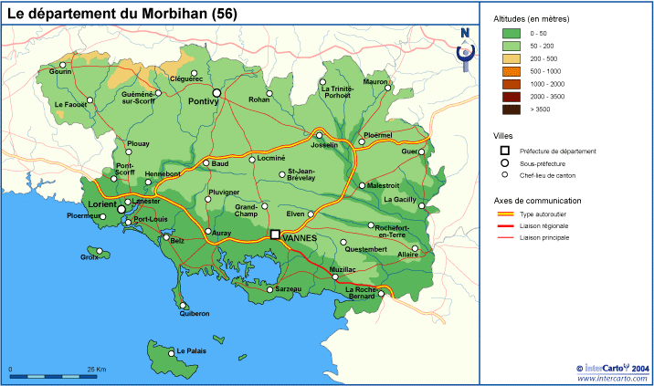 Carte Geographique Touristique Et Plan Du Morbihan 56 Vannes