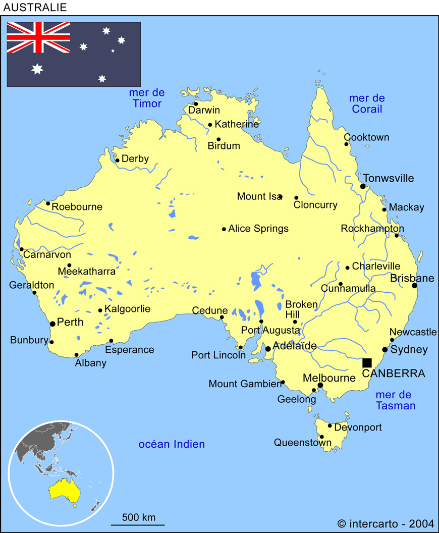 australie carte touristique