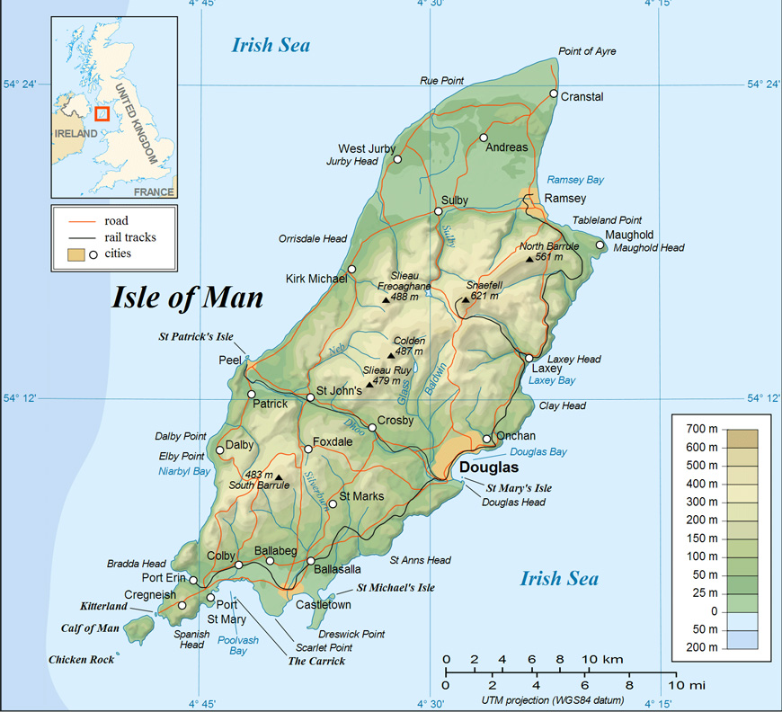 Carte de l'Ile de Man