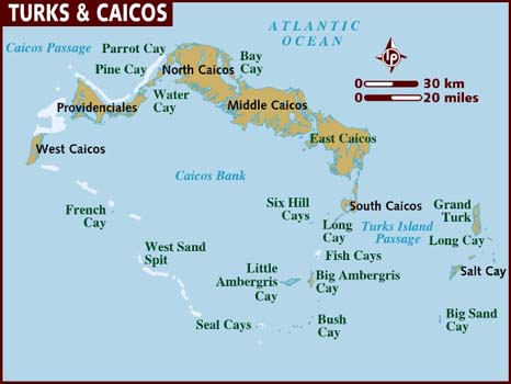 Carte des Iles Turques-et-Caques