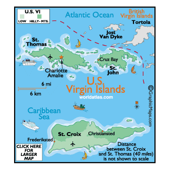 Carte des Iles Vierges Amricaines
