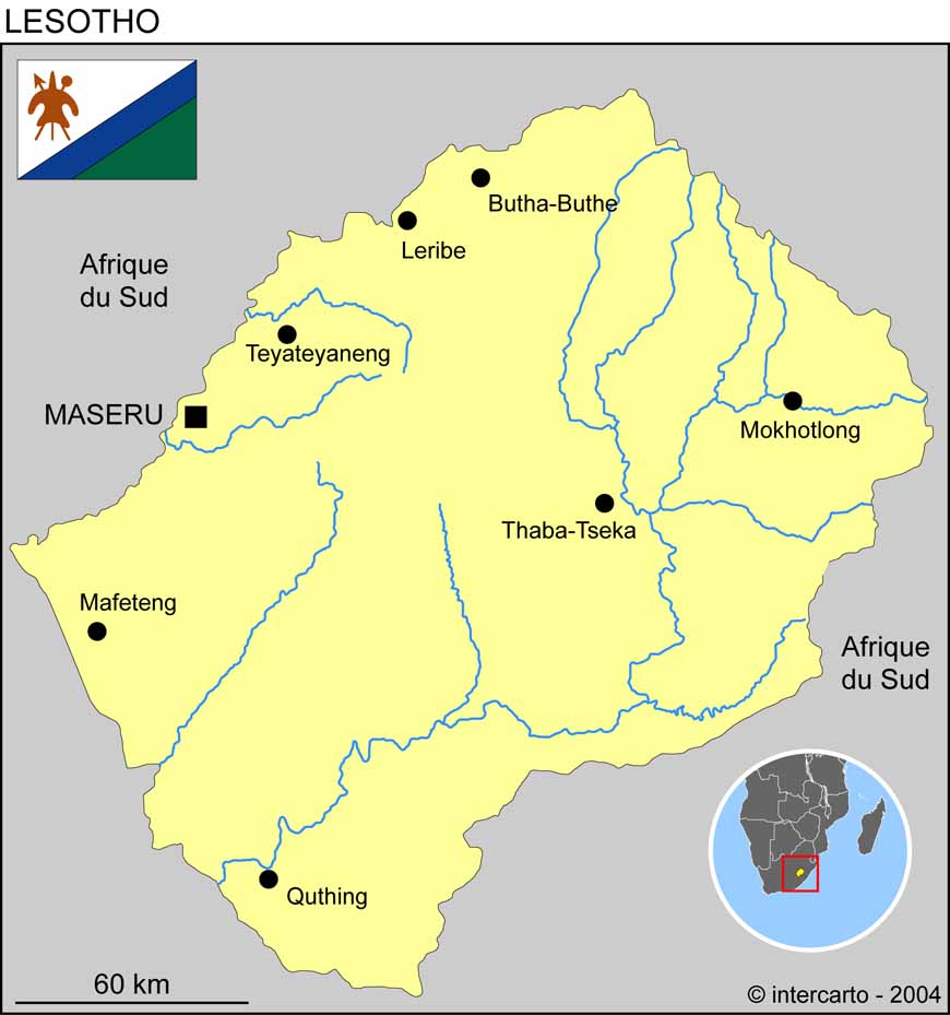 Carte du Lesotho