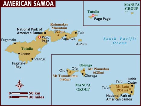 Carte des Samoa Amricaines